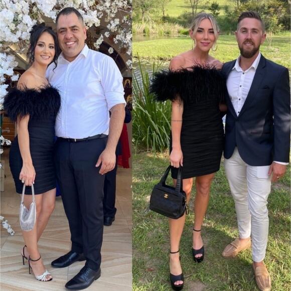 Rachel Gilbert Zion Mini Dress in Black with Feather Trim Size US 4 - Picture 14 of 16